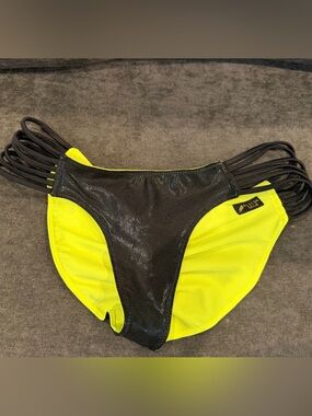 Savage Swim “Haven” Bikini Bottom - Neon and Metallic Black